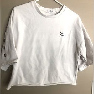 GROMMET Embellished White Cropped Sweatshirt  Size S